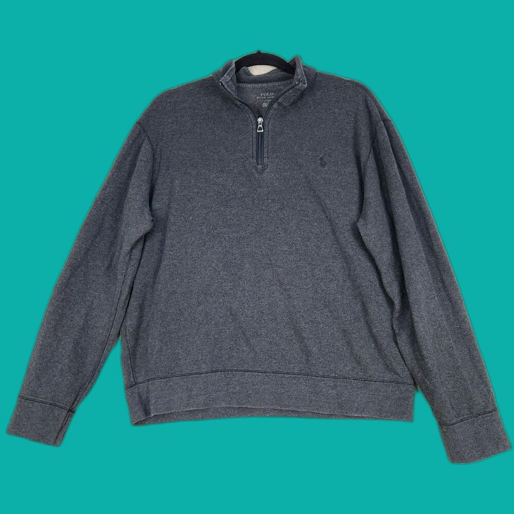 Polo Ralph Lauren Men's 1/4 Zip Pullover Dark Gray Size Large Preppy Minimalist